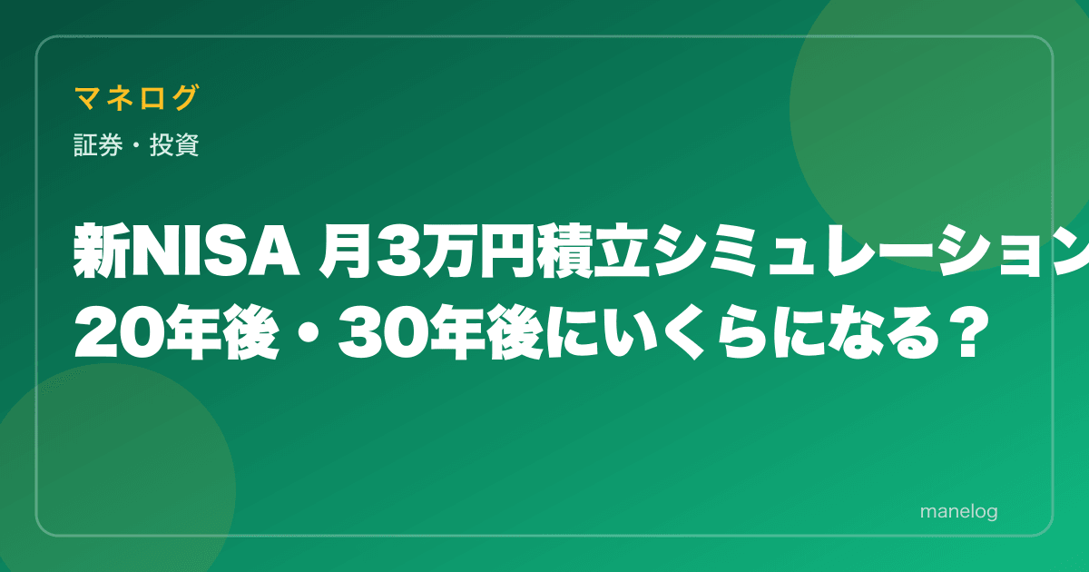新NISA 月3万円積立シミュレーション｜20年後・30年後にいくらになる？